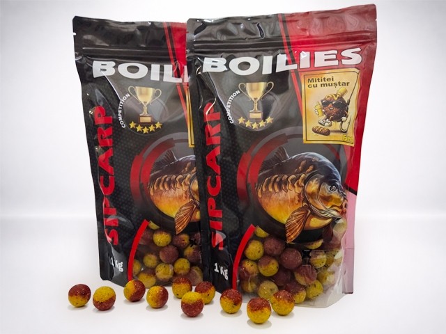 Boilies SipCarp Hybrid Mititei cu Muștar 1kg 24mm