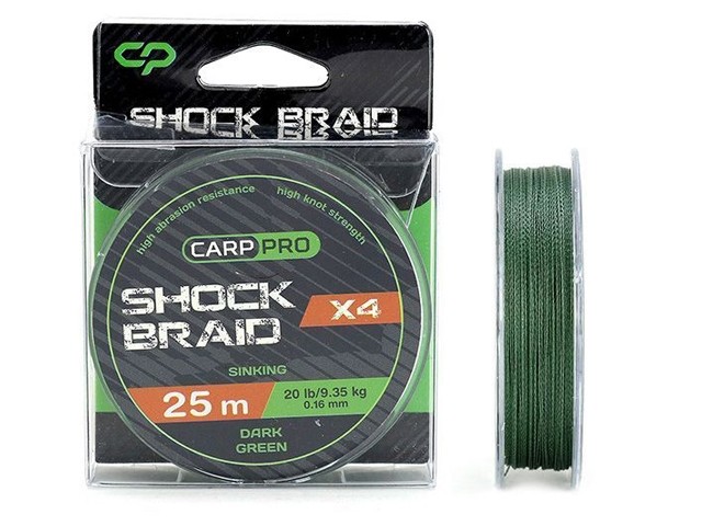 Fir Carp Pro Shock Braid X4 Sinking 0.16mm 20lbs 50m