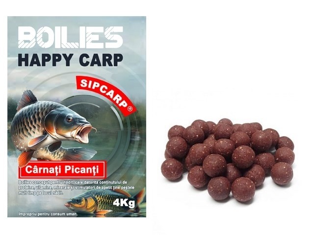 Boilies Happy Carp SipCarp Cârnați picanți 4kg 24mm