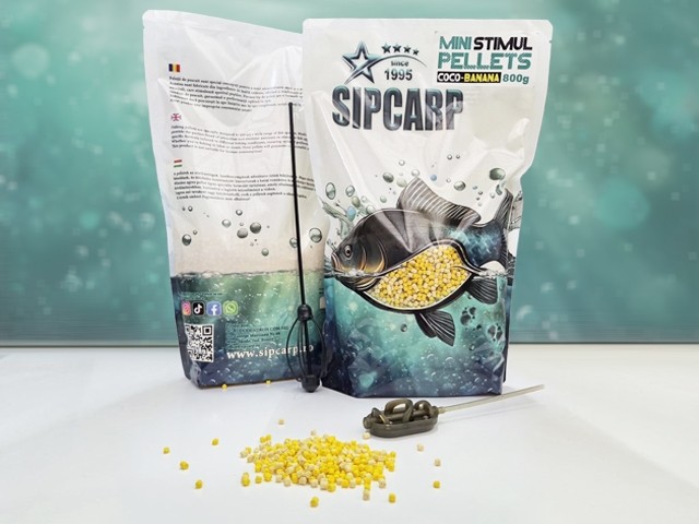 Pelete Mini Stimul Pellets Coco-Banana 2-3mm 800g -- Momitor - PVA - BAG - Coș Nădire