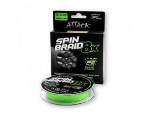 Fir Textil Formax Attack Spinbraid 8X Verde Fluo 100m 0,18mm 12,37kg